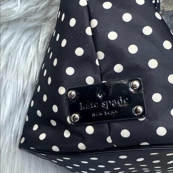 Kate Spade Polka Dot Bow Tote Black White Nylon Shoulder Bag - Picture 5 of 7